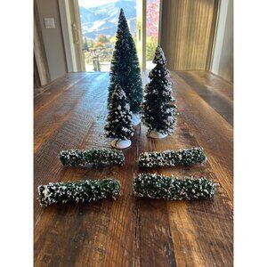 Vintage Lemax Christmas Snow Village Trees & Bushes Set